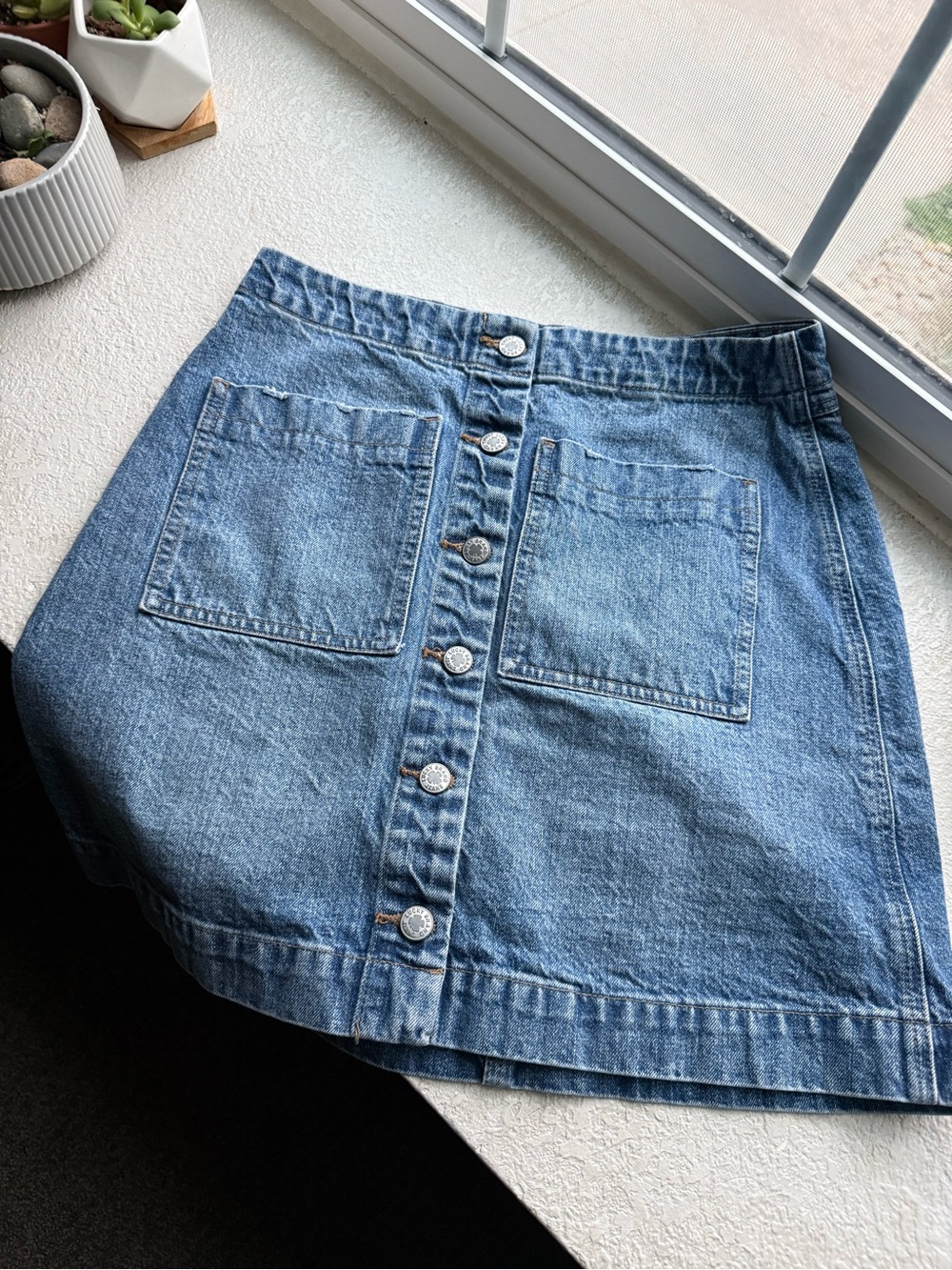 Lucky Brand Light Blue Denim Button-Front Mini Skirt